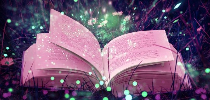 The open book is glittering