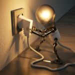 A bulb connecting itself with power socket