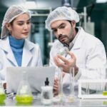 Experiment on chemistry laboratory.