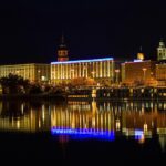 Light decorations on city