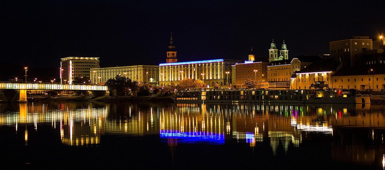 Light decorations on city